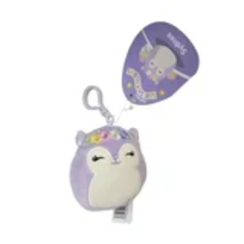 Squishmallows Plush 3.5 Inch Sydnee the Purple Squirrel With Floral Headband